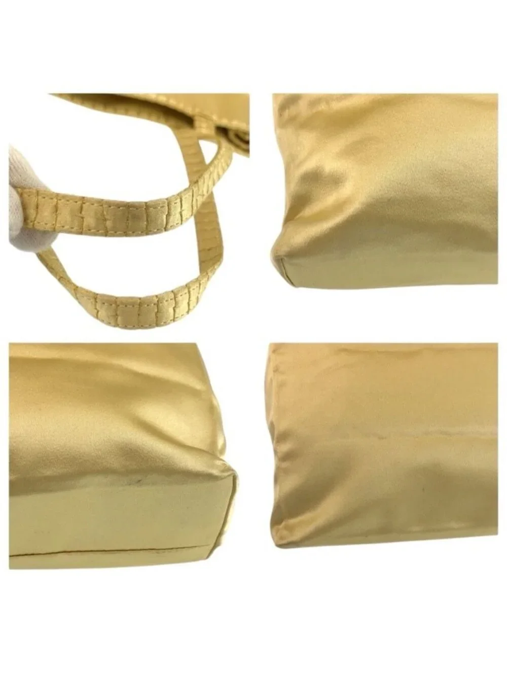 Prada Logo Embroidery Yellow Satin Tote
